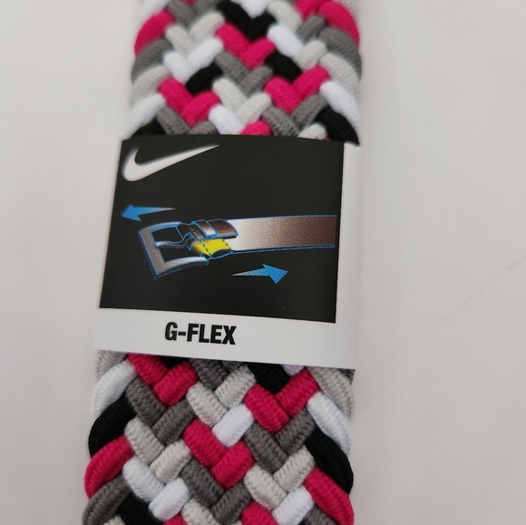 Nike G Flex Large Woven Stretch Golf Belt Black Gray Pink Multi Weave Men's - Picture 3 of 8